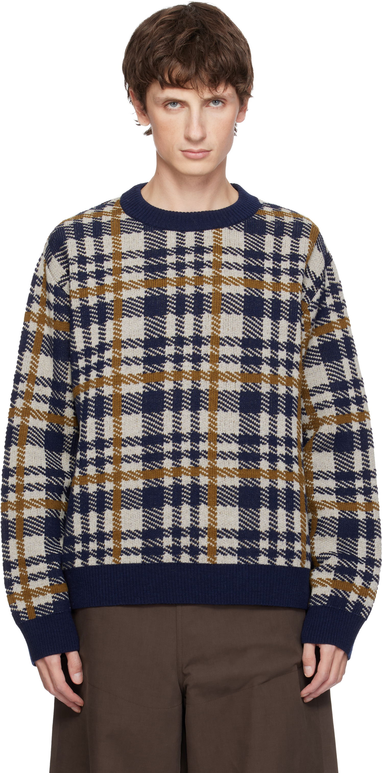 Пуловер Dries Van Noten Dries Van Noten Check Crewneck Sweater Многоцветен | 252-021219-2727, 0