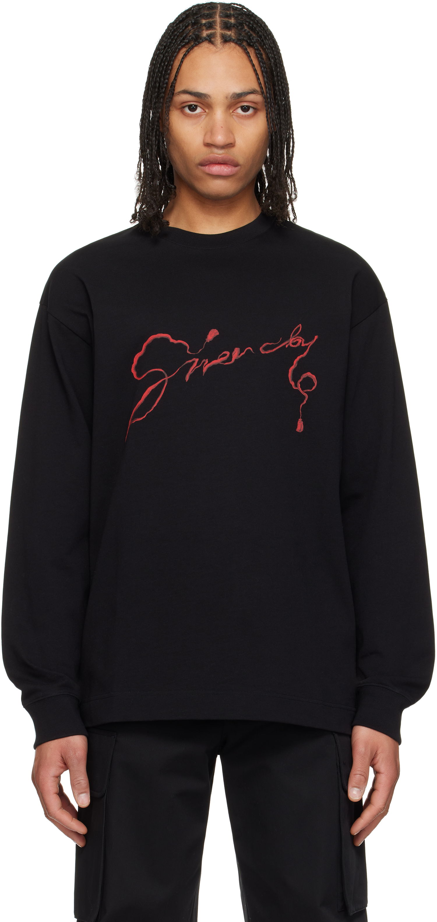 Тениска Givenchy Givenchy Regular Long Sleeve T-Shirt Черно | BM71MH3YPX001, 0