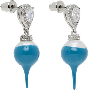 Обеци Ottolinger Ottolinger Pear-Shaped Crystal Halo Two-Tone Dipped Faux Pearl Drop Earrings Тюркоазено | 125-902425-03, 1