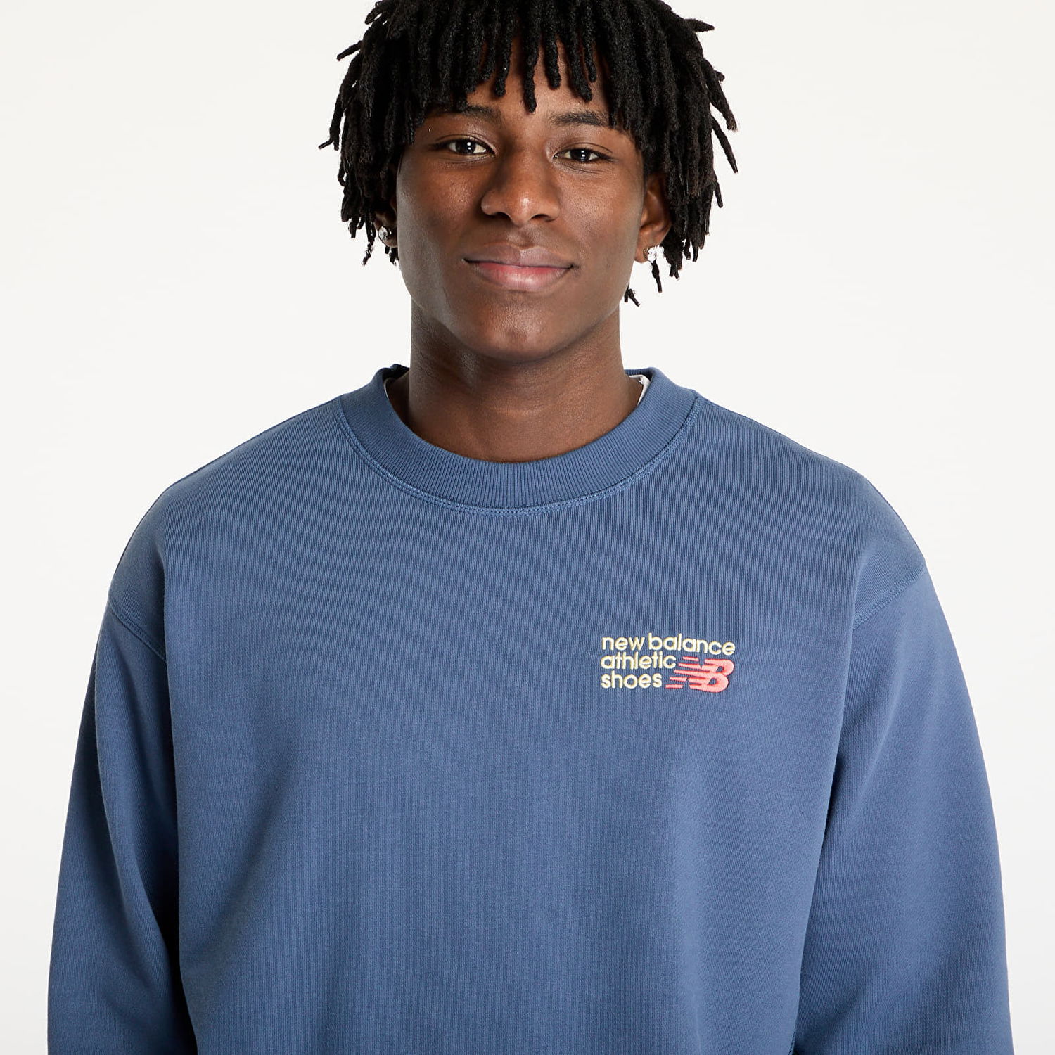 Пуловер New Balance Athletics Premium Logo Crew Sweatshirt Синьо | MT41547VTI, 1