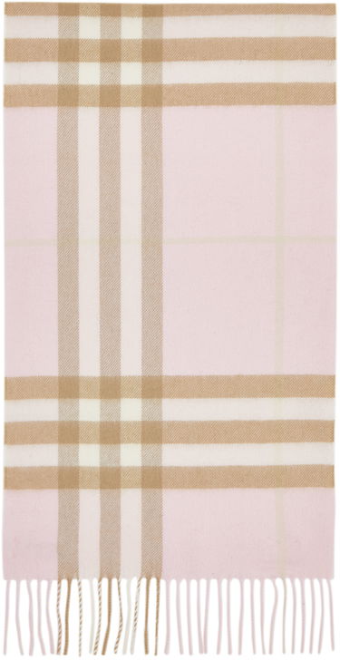 Шал Burberry Off-White Cashmere Giant Check Scarf Розово | 8016396, 0