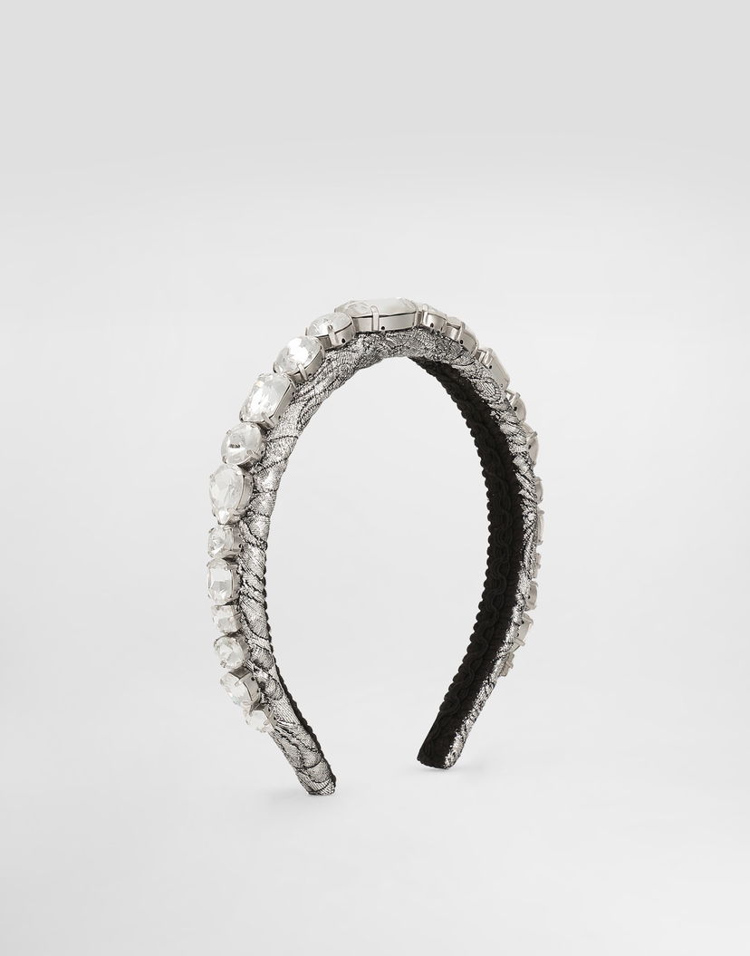 Аксесоари Dolce & Gabbana Floral Jacquard Headband with Crystals and Embroidery Металик | FY366ZGDDDMS8400