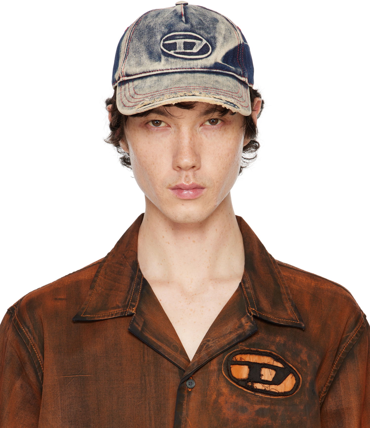 Шапка с козирка Diesel Diesel C-Seymon Distressed Denim Baseball Cap Синьо | A06467-0DGAV-01, 0