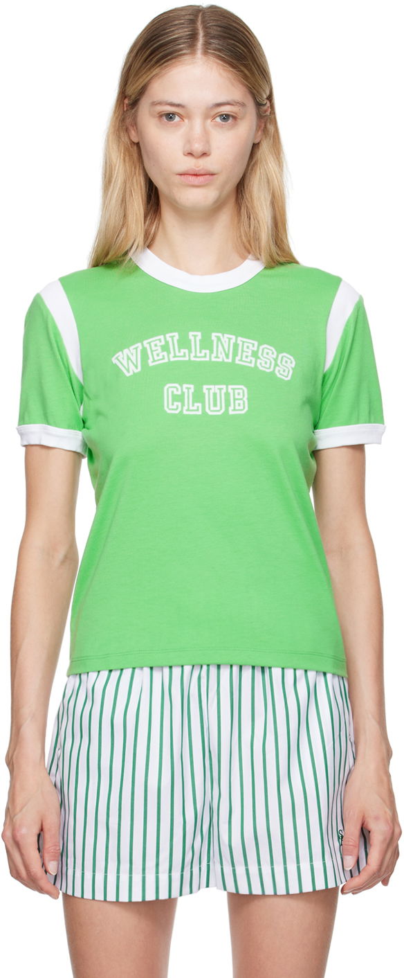 Тениска Sporty & Rich 'Wellness Club' Print T-shirt Зелено | TO048S408WV, 0