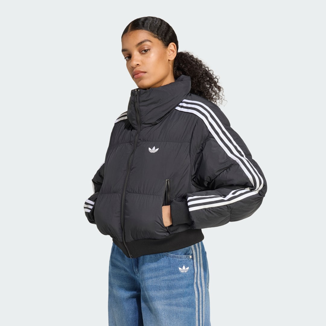 Пухо яке adidas Performance Adicolor Cropped Puffer Jacket Черно | JX2970, 0