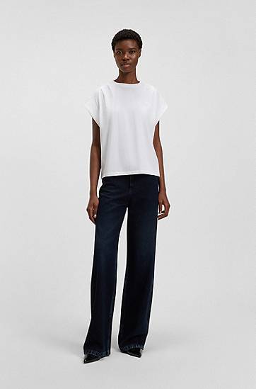 Тениска BOSS Relaxed-fit T-shirt in cotton jersey with handwritten logo Бяло | 50547799, 1