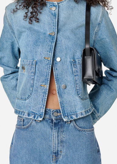 Collarless Denim Jacket, 7