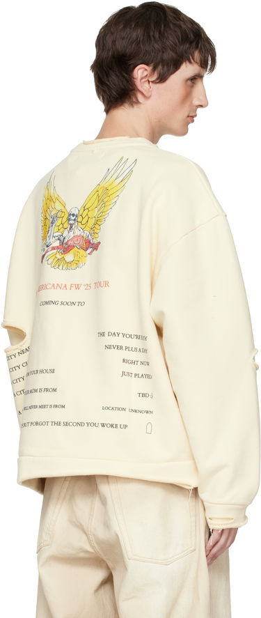 Суитчър Who Decides War Ribbon Tour Distressed Graphic Sweatshirt Бежово | 1110540019FW25, 2