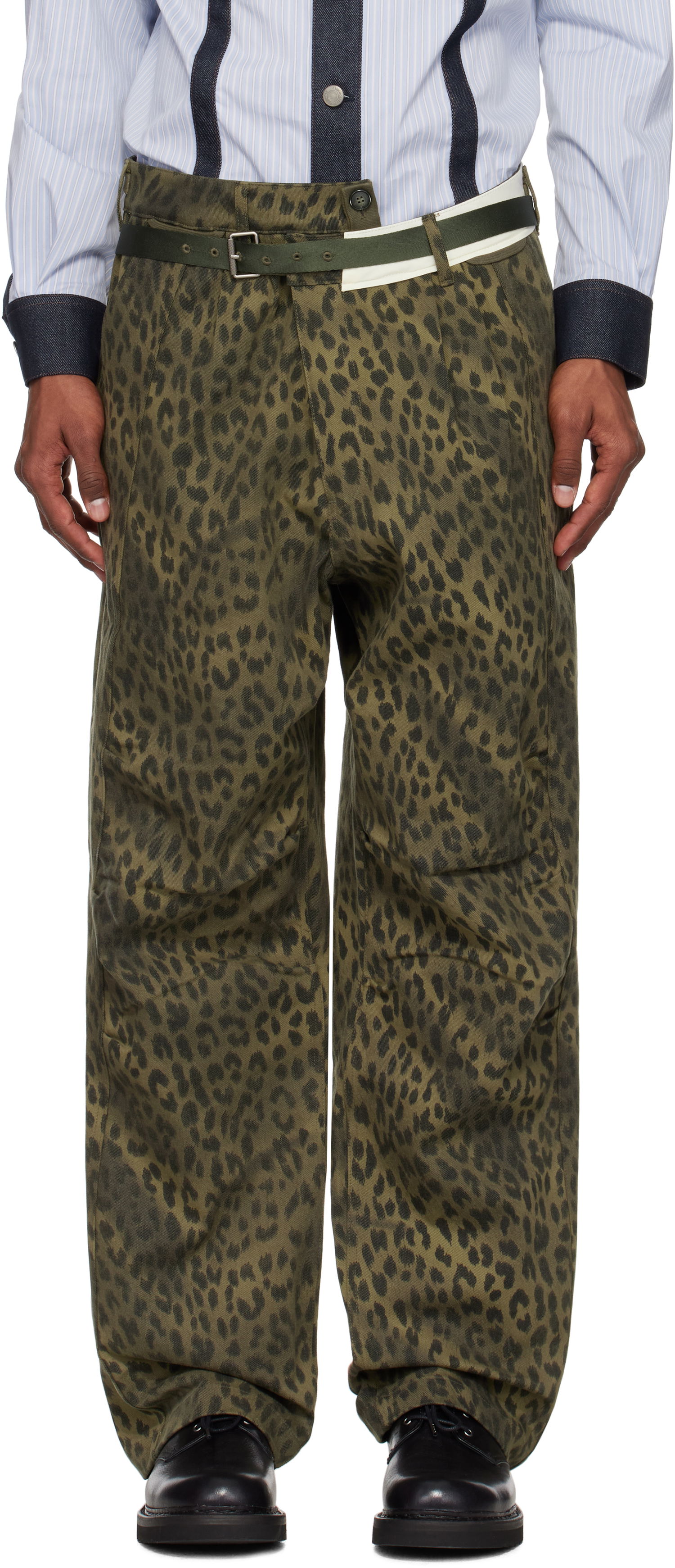 Дънки Andersson Bell Andersson Bell Leopard Cross-Over Wide Leg Jeans Зелено | apa803u, 0