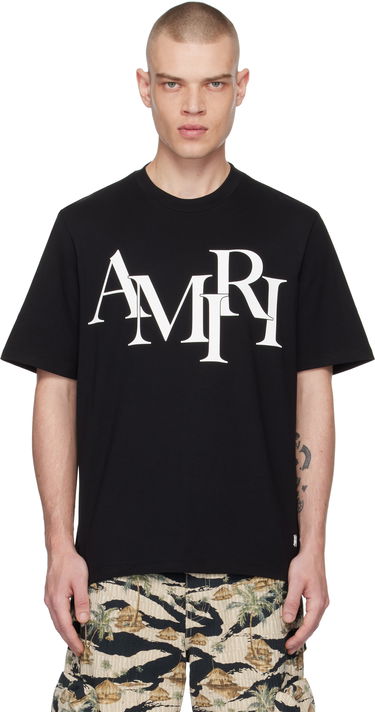 Тениска AMIRI Staggered Logo T-Shirt Черно | AMJYTE1149, 0