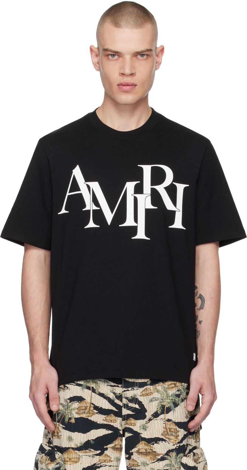 Тениска AMIRI Staggered Logo T-Shirt Черно | AMJYTE1149