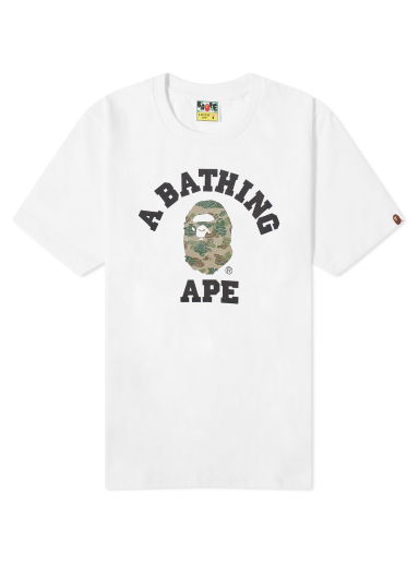 Тениска BAPE Layered Line Camo College T-Shirt Бяло | 001TEJ801026M-WHT