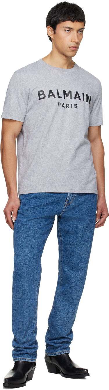 Тениска Balmain Printed Cotton T-shirt Сиво | GH1EG000BD46, 3