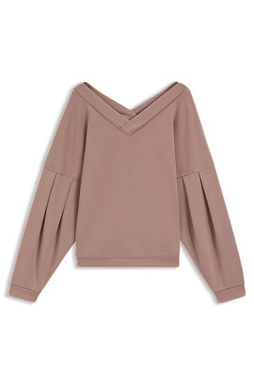 Пуловер BOSS V-Neck Balloon-Sleeve Sweatshirt Розово | 50545647, 0