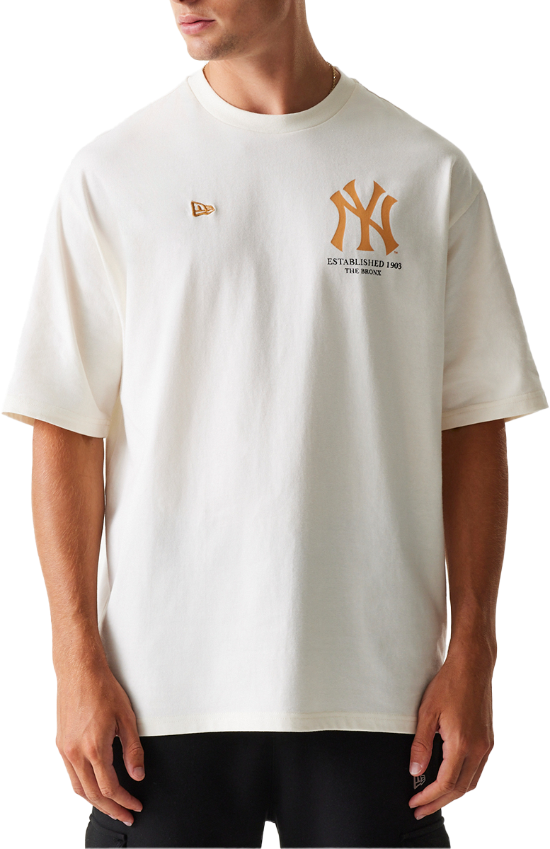 Тениска New Era MLB New York Yankees Graphic Oversized T-Shirt Бежово | 60667854-60667854, 0