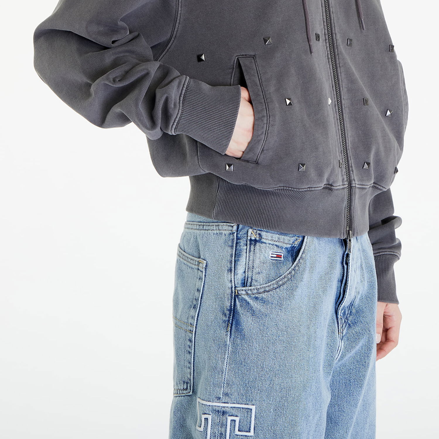 Суитчър Patta Studded Washed Zip Up Hoodie Сиво | POC-SS24-2010-331-0238-055, 1