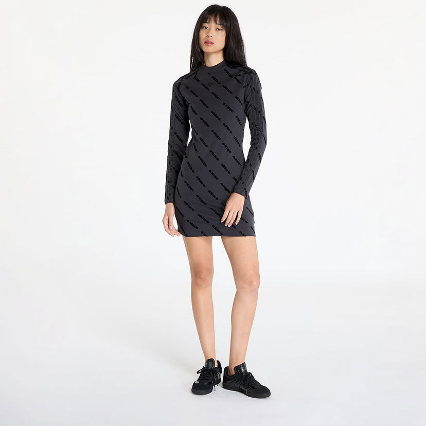 Pокля adidas Originals Dress adidas Monogram Bodycon Dress Carbon S Черно | JE8358