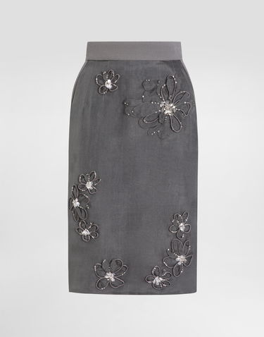 Пола Dolce & Gabbana Dolce & Gabbana Organza Midi Skirt with Floral Embroidery Сиво | F4C1BZGDCTCS8400, 0
