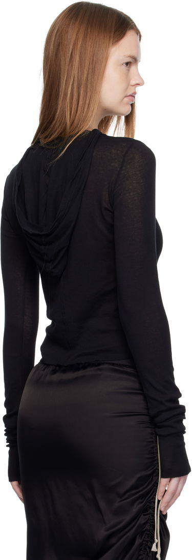 Суитчър Rick Owens Rick Owens Concordians Cropped Rib Long Sleeve Hoodie Черно | RP02E4210 MR, 2