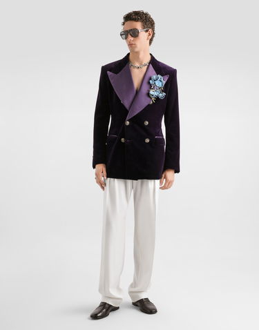 Яке Dolce & Gabbana Sicilia Double-breasted Smooth Velvet Jacket Лилаво | G2VO3ZFUVG7B0324, 1