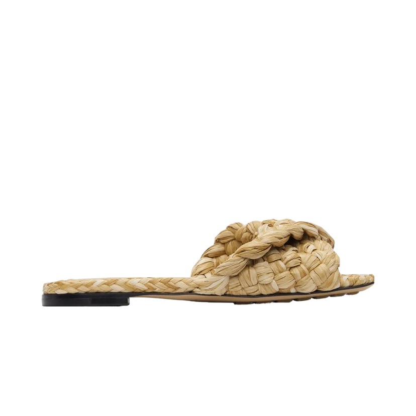 Кецове и обувки Bottega Veneta Raffia Stretch Flat Sandals Бежово | 651860V0GM02627