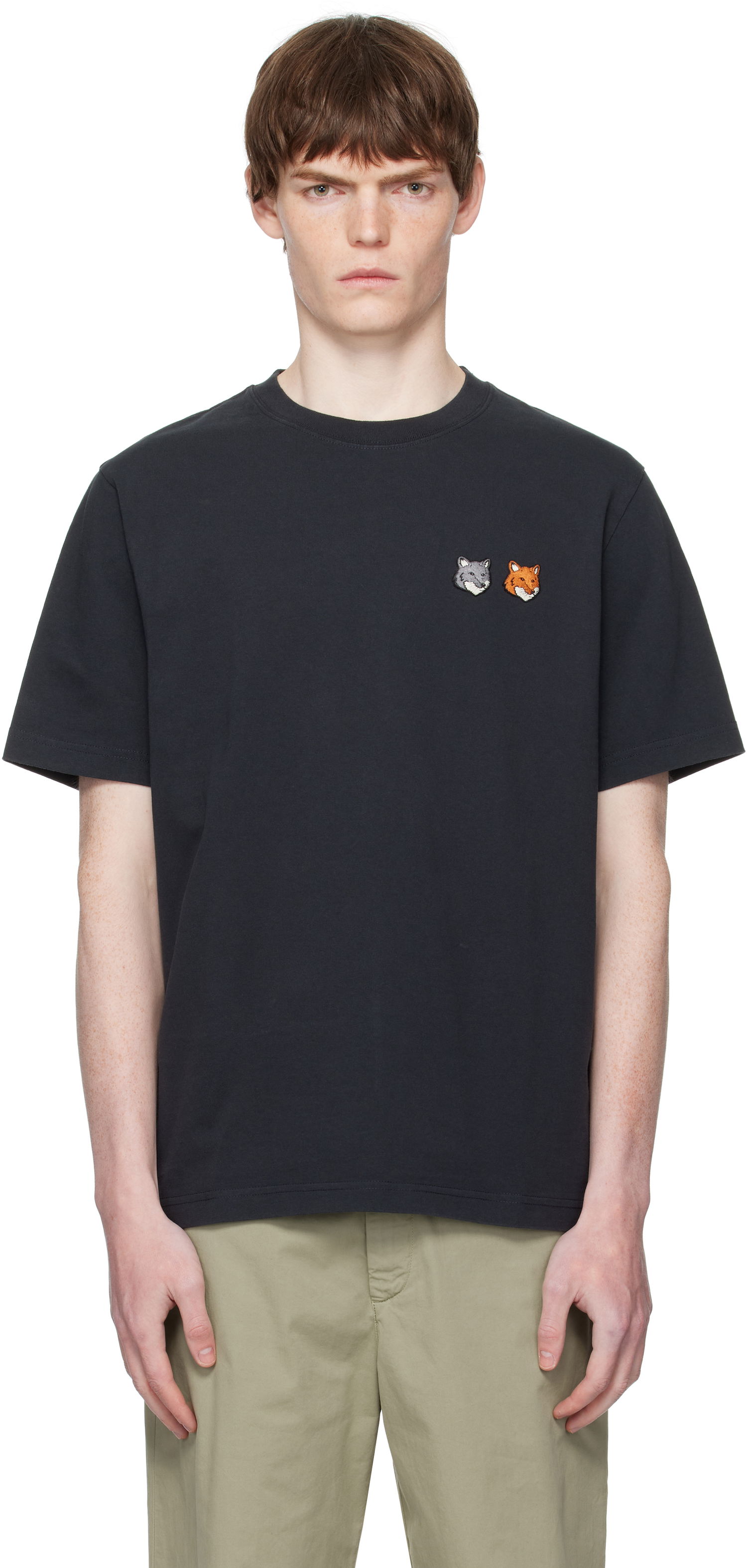 Тениска MAISON KITSUNÉ Maison Kitsuné Double Fox Head Comfort T-Shirt Черно | OM011CFKJ0118, 0
