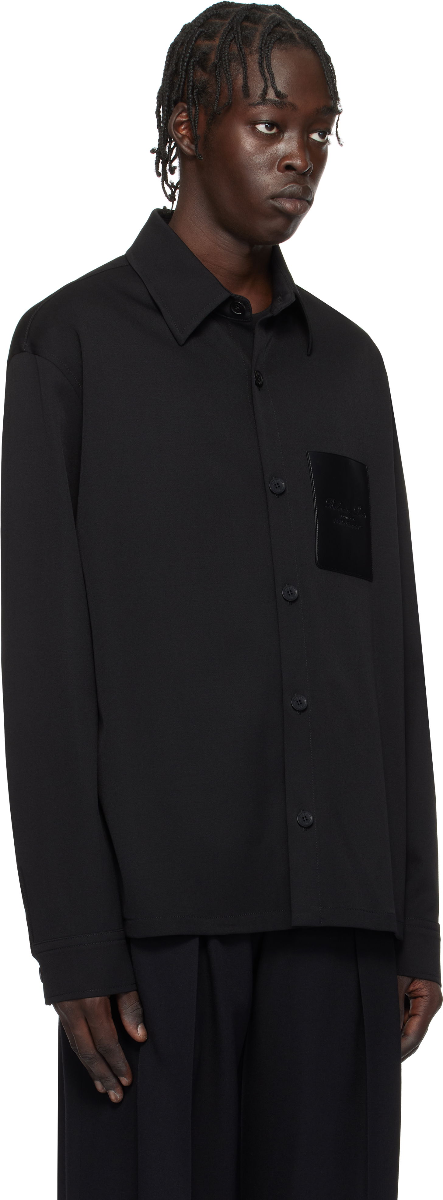 Риза Balmain Couture Label Long Sleeve Shirt Черно | EH1HS391WB01, 1