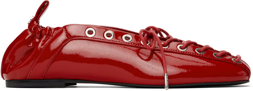 Облекло GANNI GANNI Lace-Up Ballerina Flats Червено | S3087