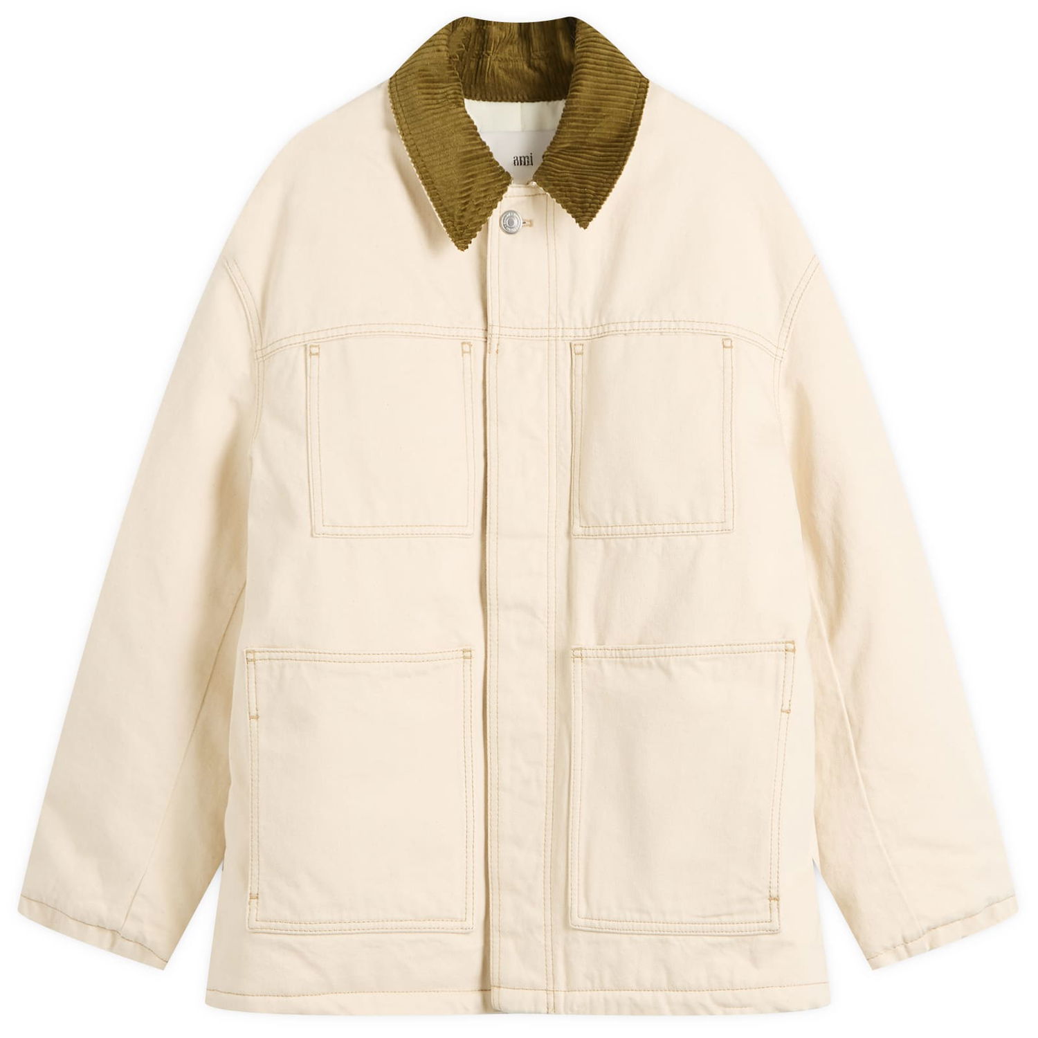 Яке AMI Cotton Twill Worker Jacket Бежово | H25UJK834-DE0106-150H25, 1