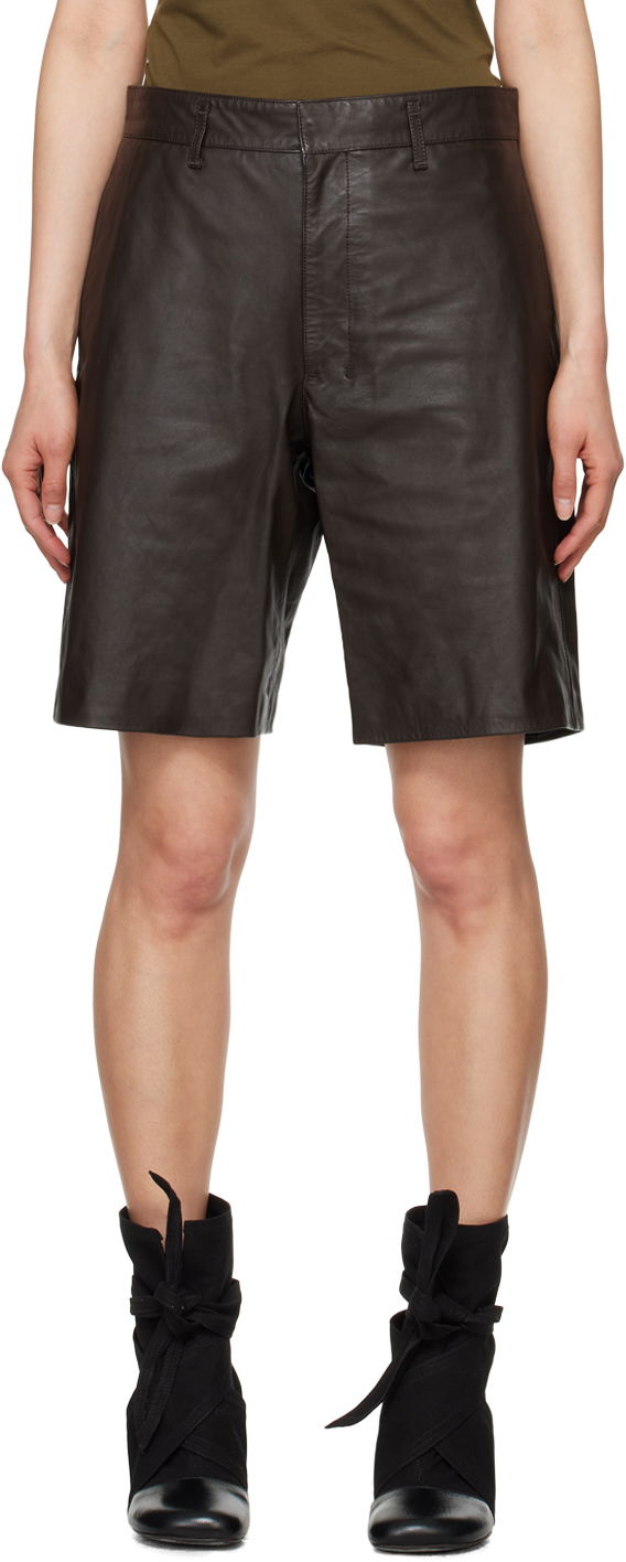 Къси панталони LEMAIRE Lemaire Lined Leather Shorts Кафяво | PA1109 LL0068, 0