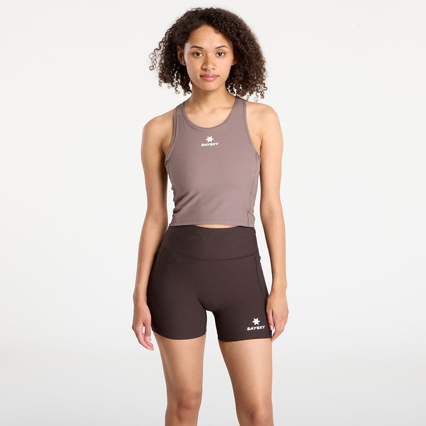 Съкратен топ Saysky SAYSKY Women's Combat Rib Crop Top Кафяво | OWRSB32C714