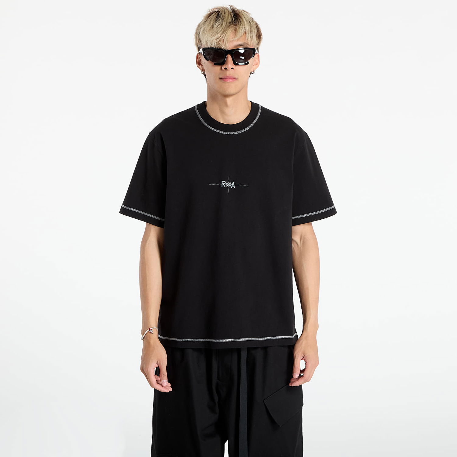Тениска ROA ROA Info Stitch Organic T-Shirt Черно | RBMW0545JY58 BLK0001, 0