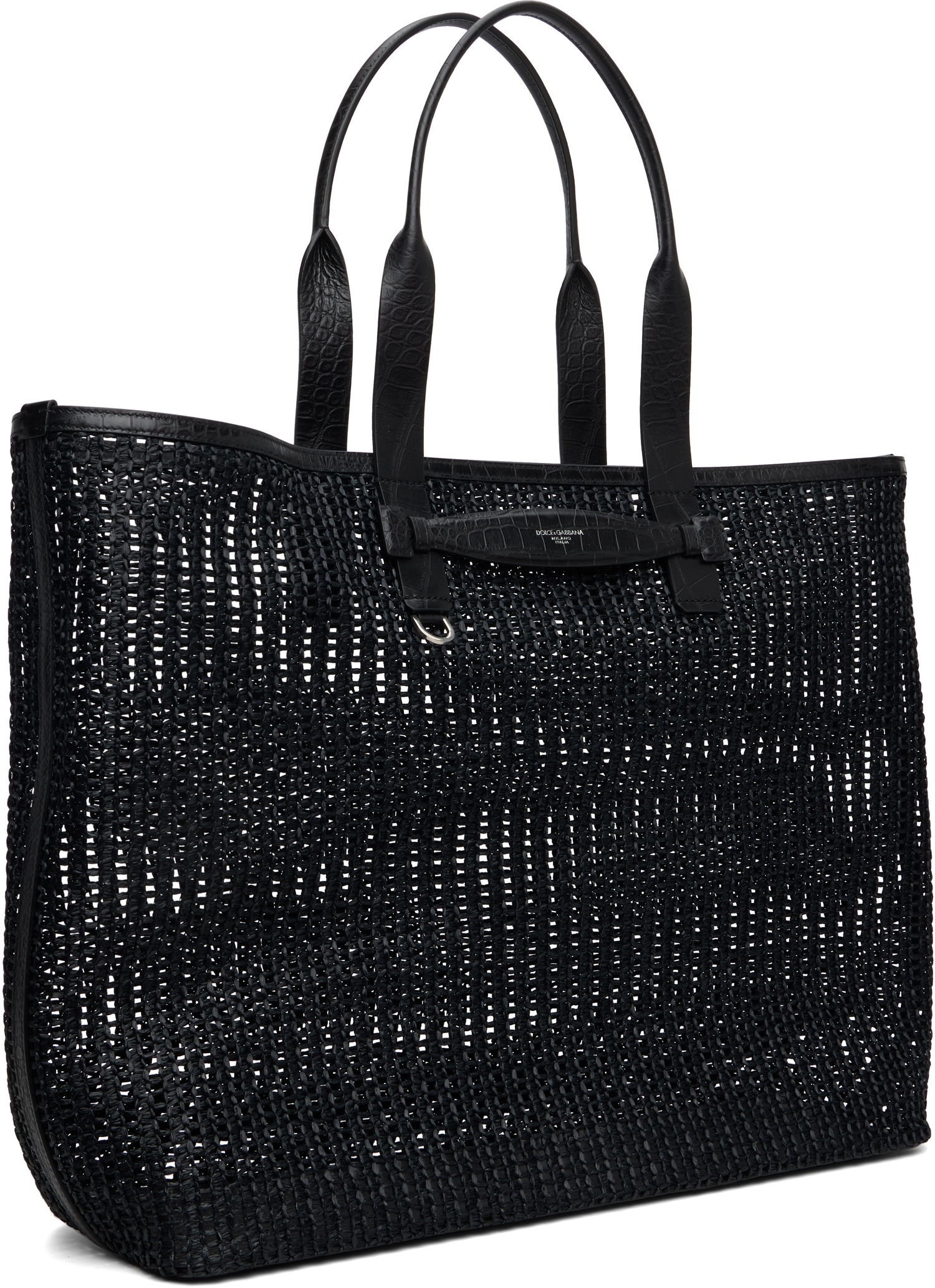 Голяма пазарска чанта Dolce & Gabbana Dolce&Gabbana Woven Mesh & Calfskin Shopper Tote Черно | BM2453A9O94, 1
