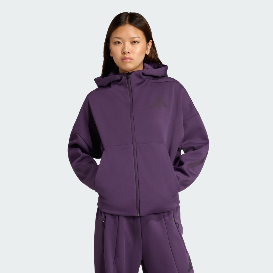 Суитчър adidas Performance Z.N.E. Full-Zip Hoodie Лилаво | KC4569, 0
