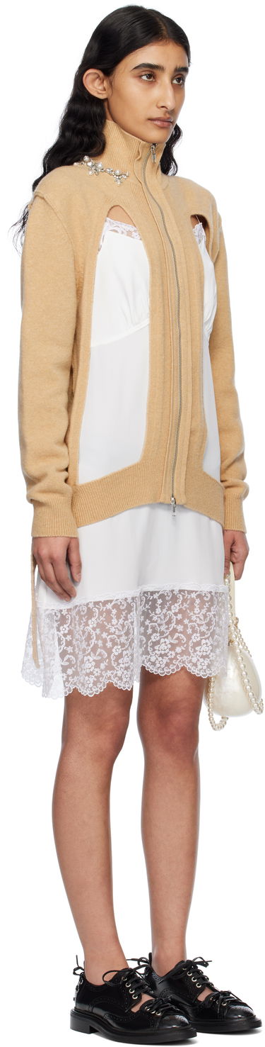 Pокля Simone Rocha Simone Rocha Embellished Window Zip Cardigan Бежово | LMK4BW 0660, 1