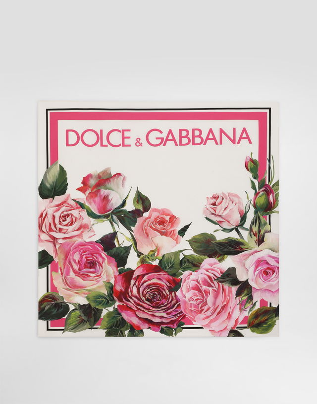 Dolce & Gabbana Silk Twill Rose-Print Foulard, 70x70cm
