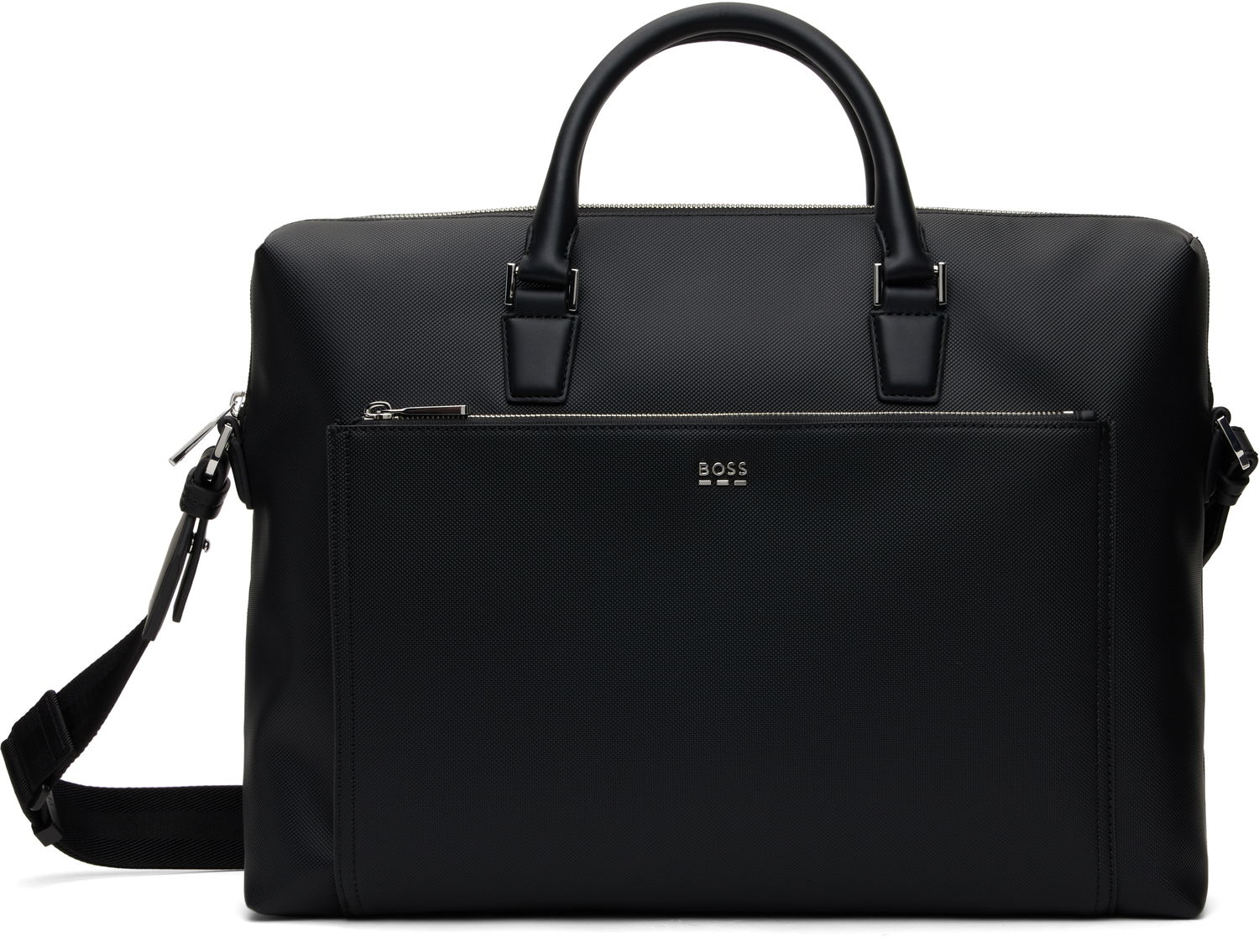 Чанта през рамо BOSS BOSS Grained Faux-Leather Briefcase Черно | 50536088, 0