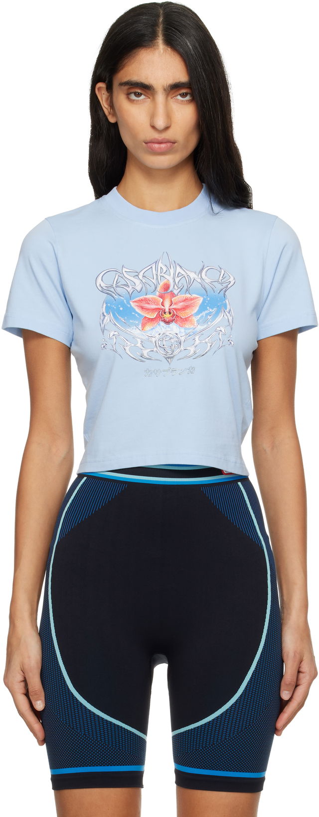 Casablanca Blades Cropped Short Sleeve T-shirt