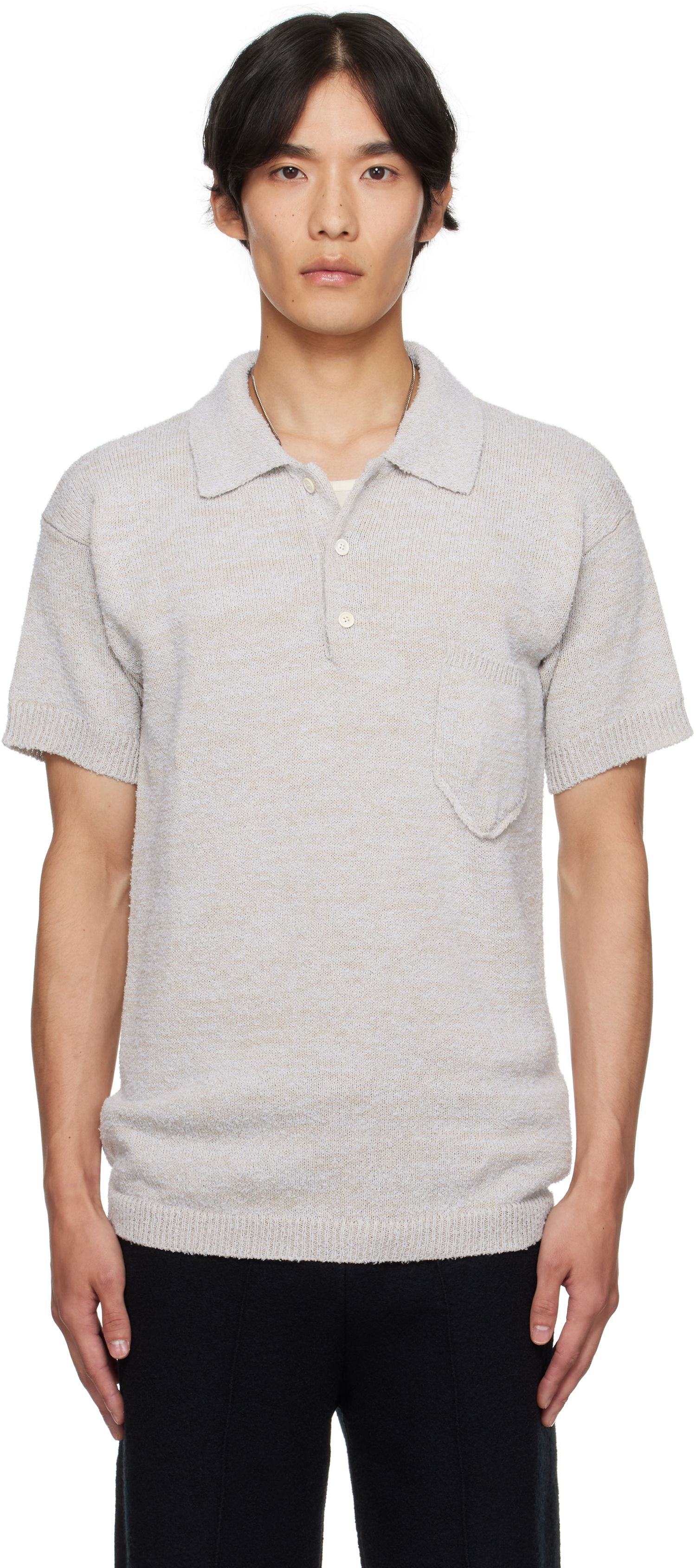 Поло тениска Maison Margiela Maison Margiela Patch Pocket Knit Polo Бежово | S50GL0062 M13152, 0