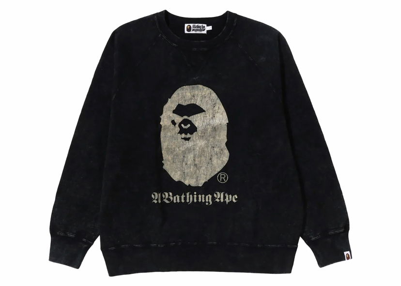 Суитчър BAPE BAPE A Bathing Ape Overdye Relaxed Fit Crewneck Black Черно | 1K30-113-015