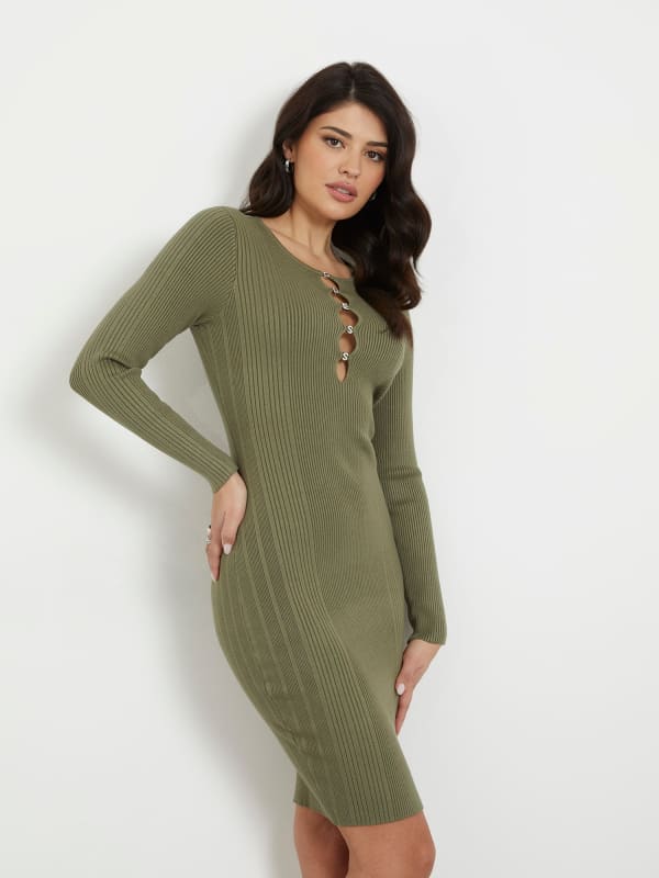 Pокля GUESS Bodycon Mini Sweater Зелено | W4GK68Z2YJ2