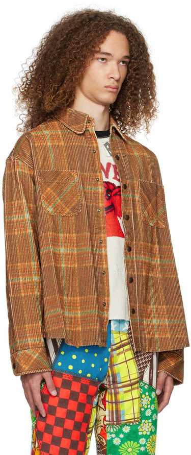 Риза ERL ERL Plaid Shirt Кафяво | ERL07B010, 1