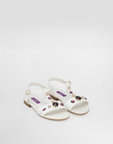 Аксесоари Dolce & Gabbana Dolce & Gabbana Patent Leather Sandals With Crystals Бяло | D11364AN1968V135, 2