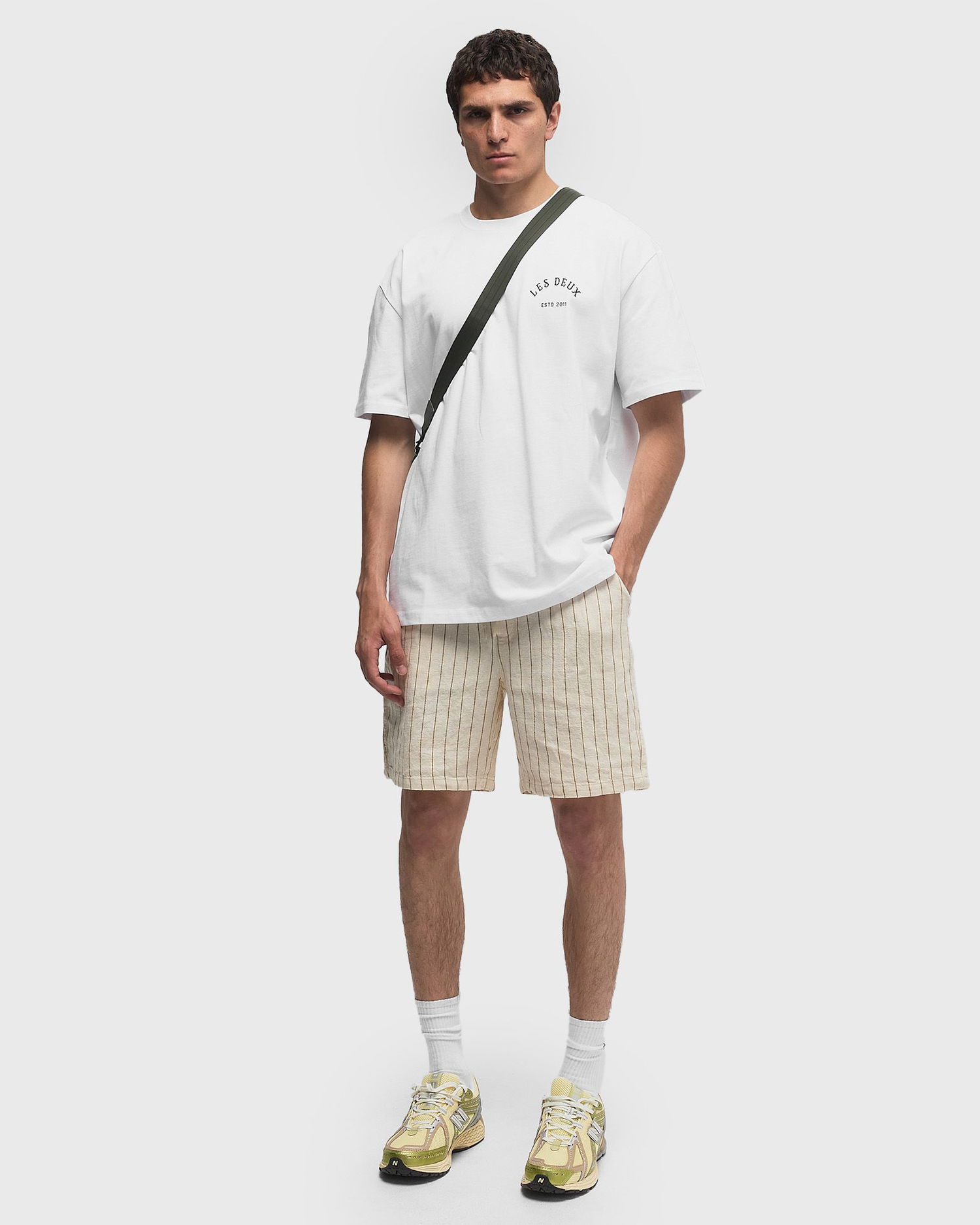 Къси панталони Les Deux Otto Linen Striped Shorts Бежово | 1000095-215, 1