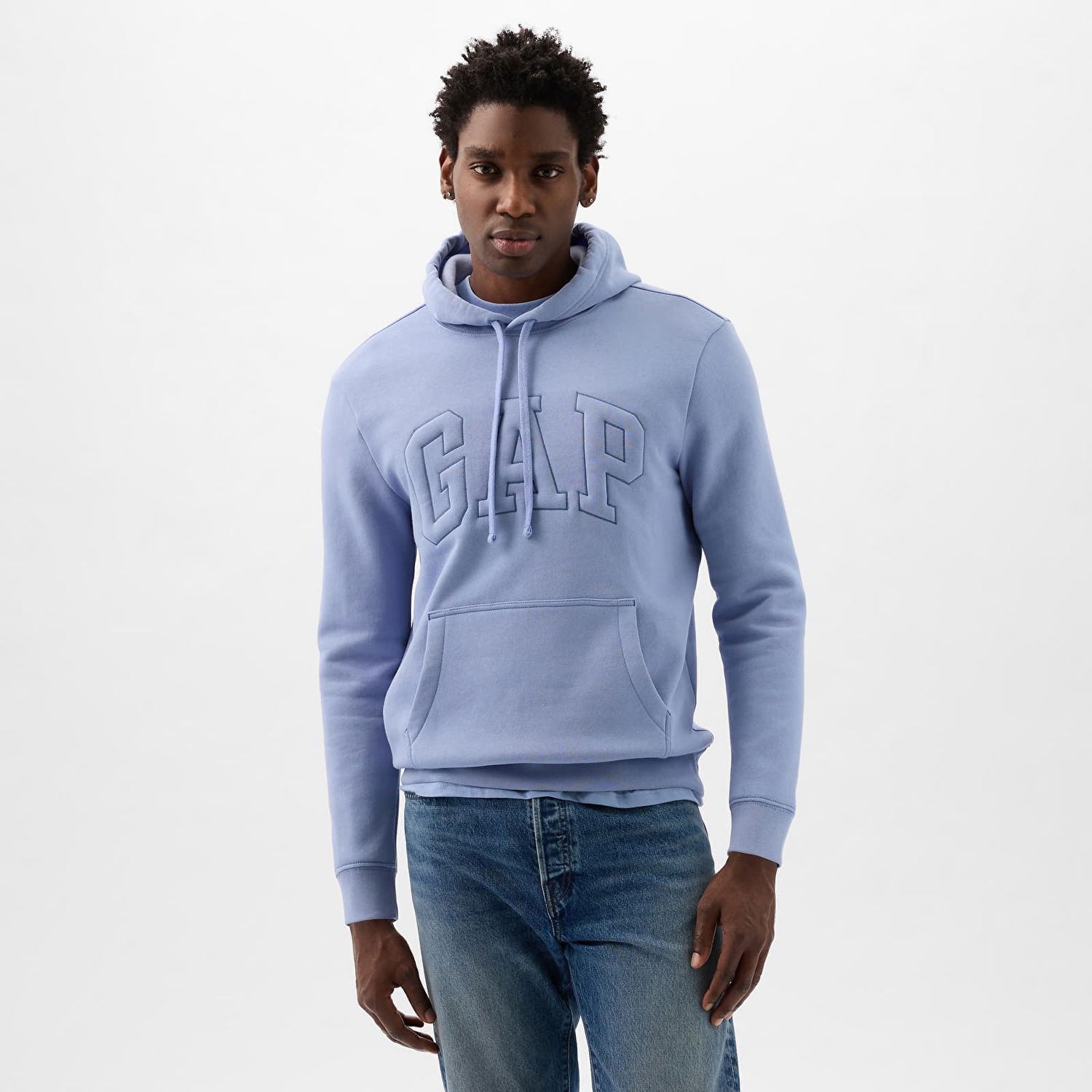 Суитчър GAP Pullover Puff Logo Hoodie Distant Blue Синьо | 890126-01, 0