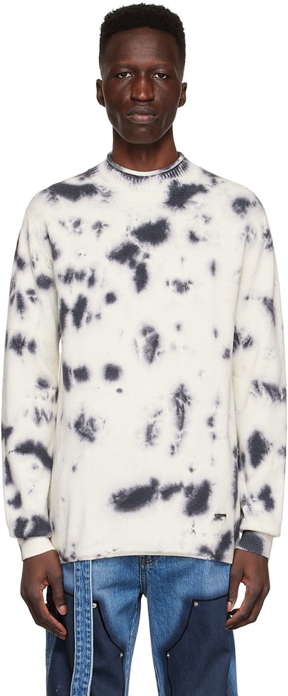 Пуловер We11done Tie-Dye Wool Sweater Бяло | WD-KT1-22-604-U-BK, 0