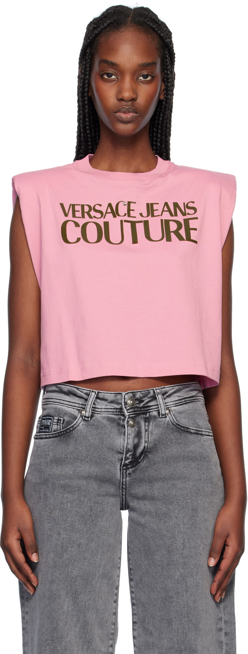 Потник Versace Logo Crop Tank Top Розово | E77HAHE08_ECJ00E