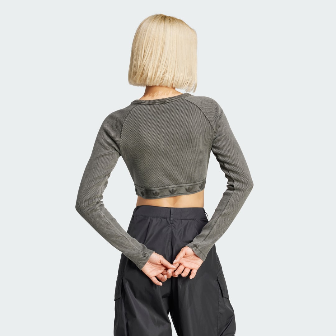 Съкратен топ adidas Performance Long Sleeve Crop Top Зелено | JD0014, 1
