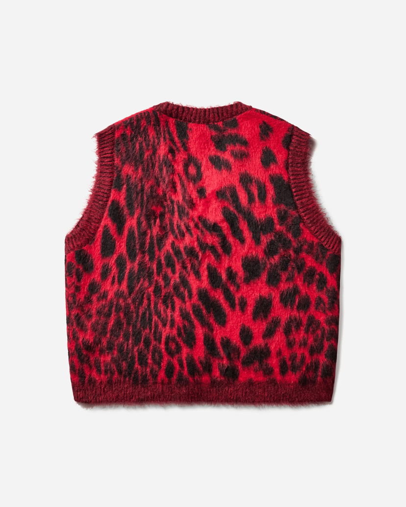 Жилетка Aries Brushed Leopard Print Vest Червено | AR4004104 Red