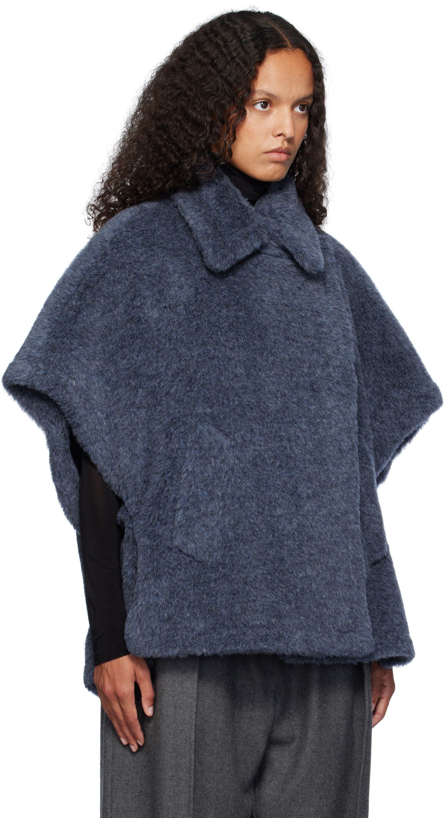Пуловер Max Mara Max Mara Tebe1 Cape Jacket Синьо | 2424736212600 MM10506, 1